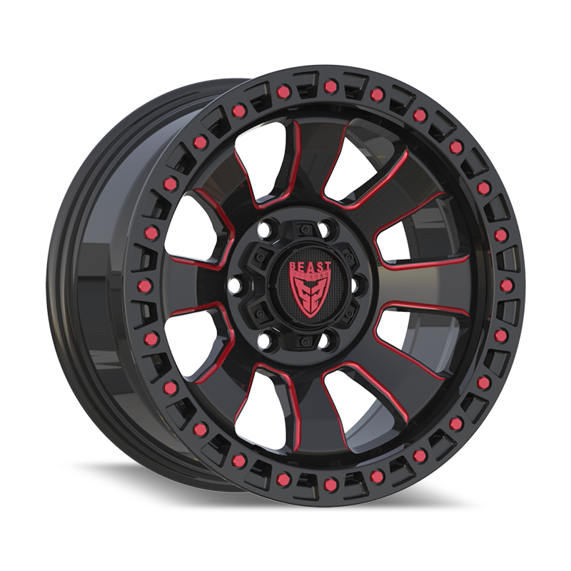 9604 Red Gloss Black w/ Milled Spokes