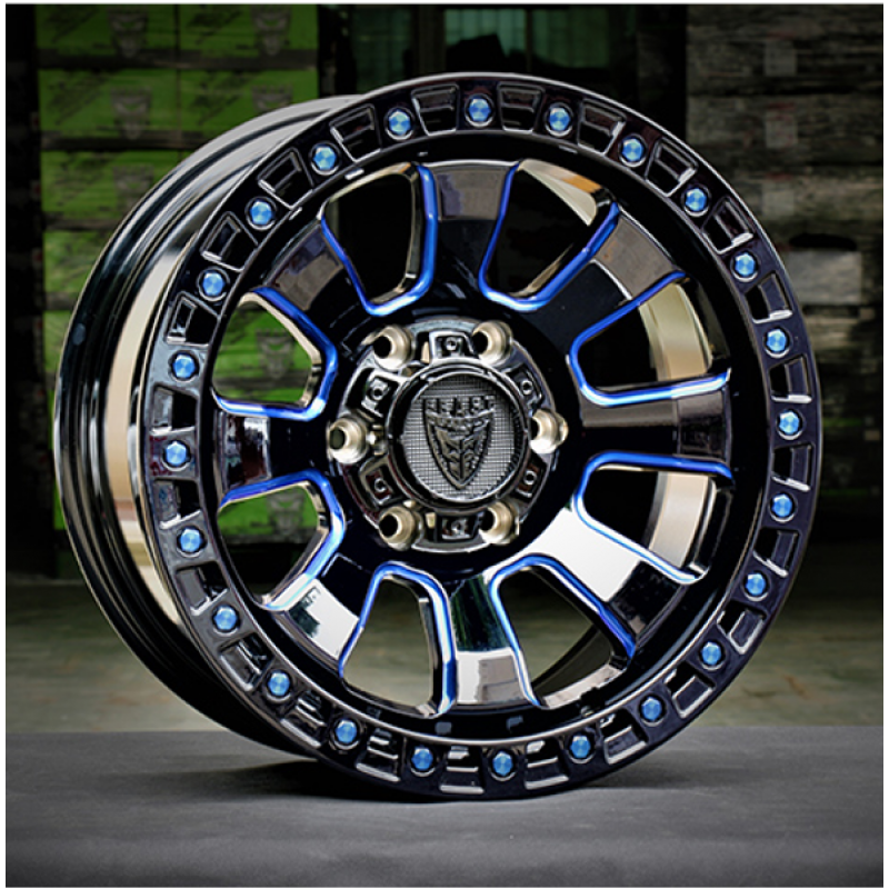 9604 Blue Gloss Black w/ Milled Spokes