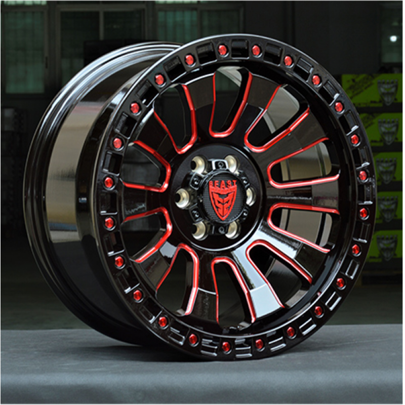 9605 Red Gloss Black w/ Milled Spokes