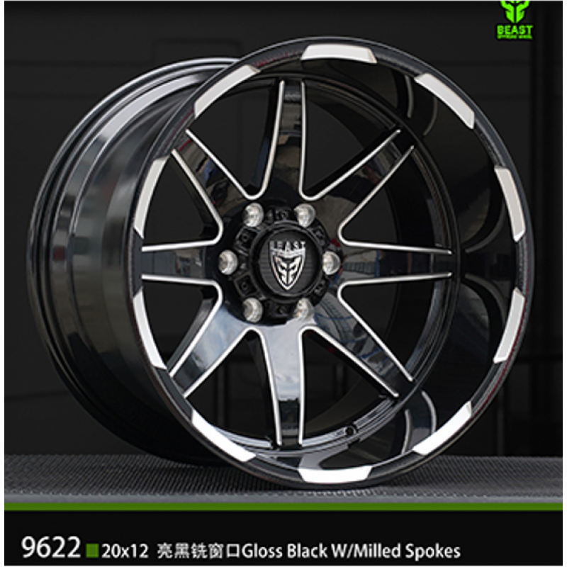 9622 Gloss Black w/ Milled Spokes