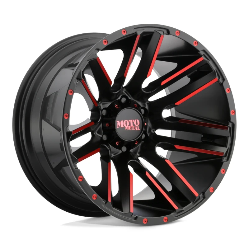 Moto Metal MO978 RAZOR SATIN BLACK MACHINED W/ RED CLEAR COAT