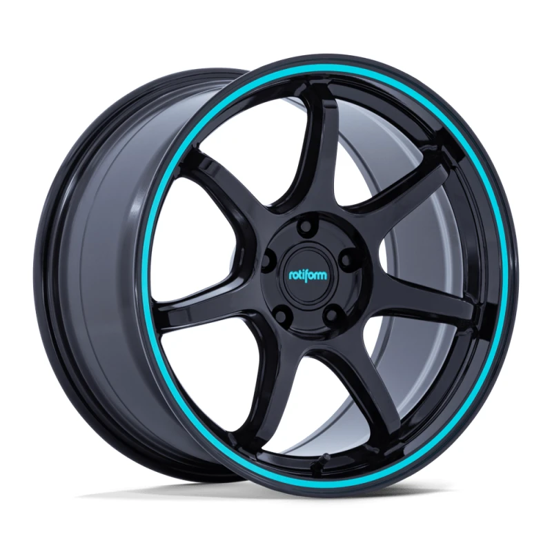ROTIFORM RC208 BPU GLOSS BLACK W/ TEAL STRIPE