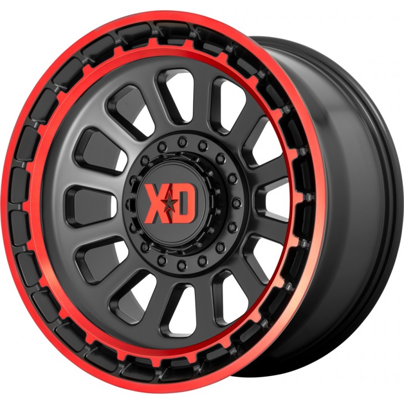 XD Series XD856 OMEGA SATIN BLACK MACHINED LIP W/ RED TINT