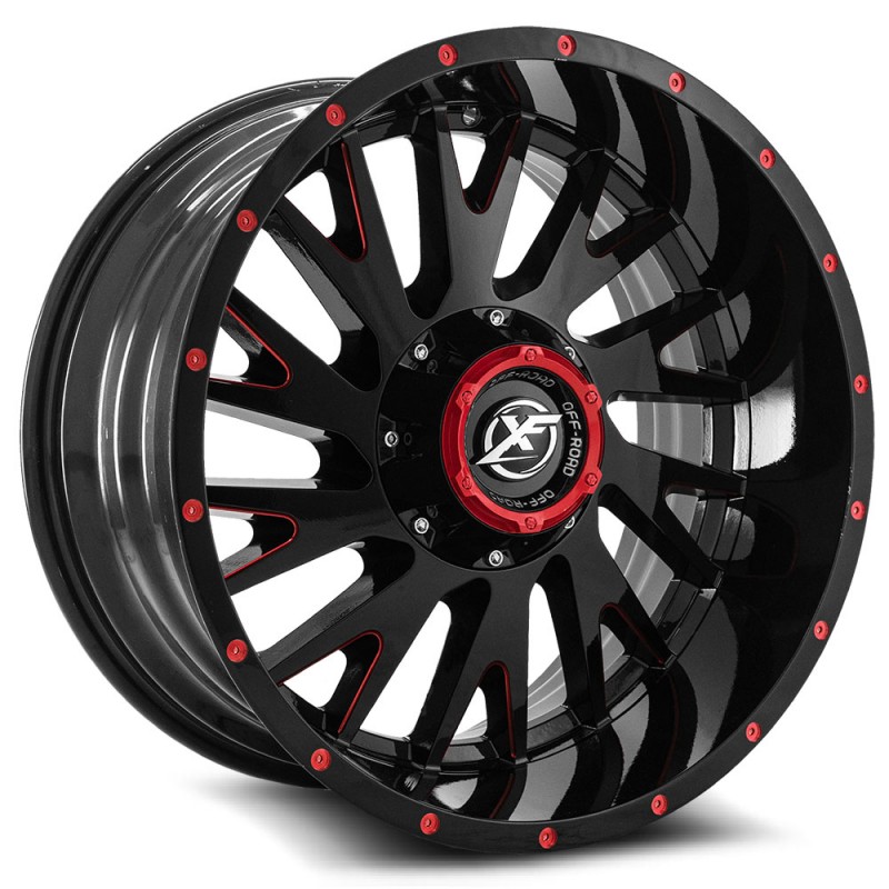 XF Off-Road XF-221 Gloss Black & Red Milled