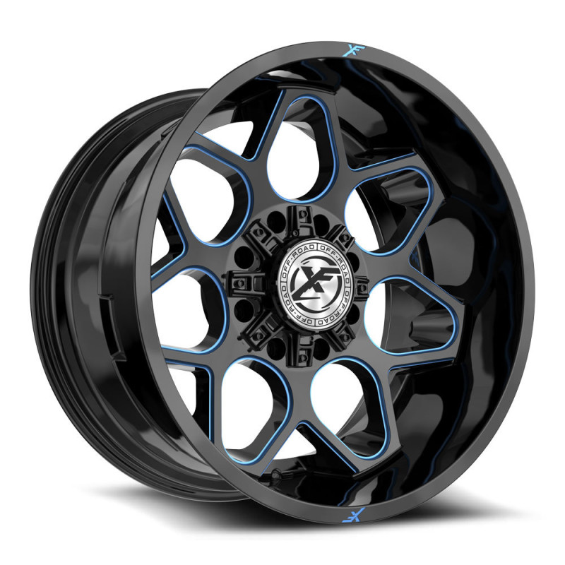 XF Off-Road XF-233 Gloss Black & Blue Milled