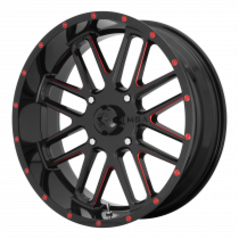 MSA Offroad Wheels M35 BANDIT GLOSS BLACK MILLED W/ RED TINT