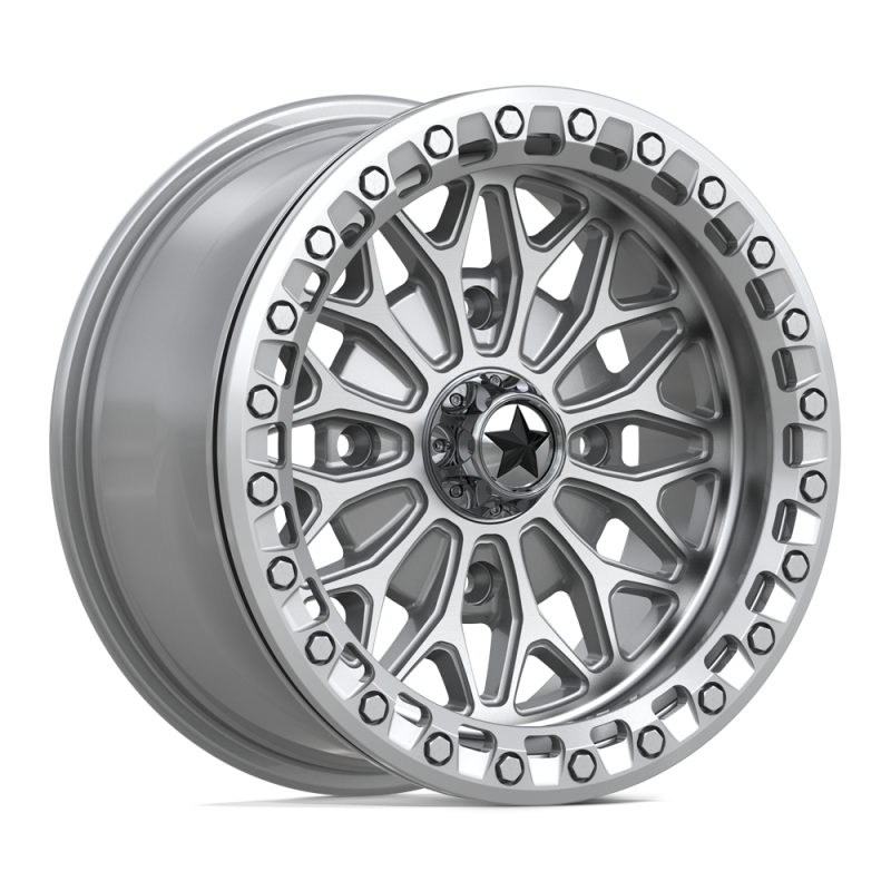 MSA Offroad Wheels MA53 BOLO UTV BEADLOCK GLOSS SILVER W/ MACHINED FACE