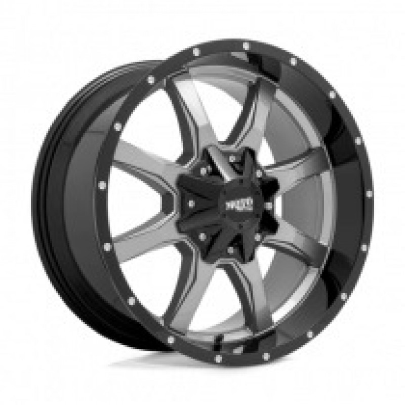 Moto Metal MO970 GLOSS GRAY CENTER W/ G-BLK LIP