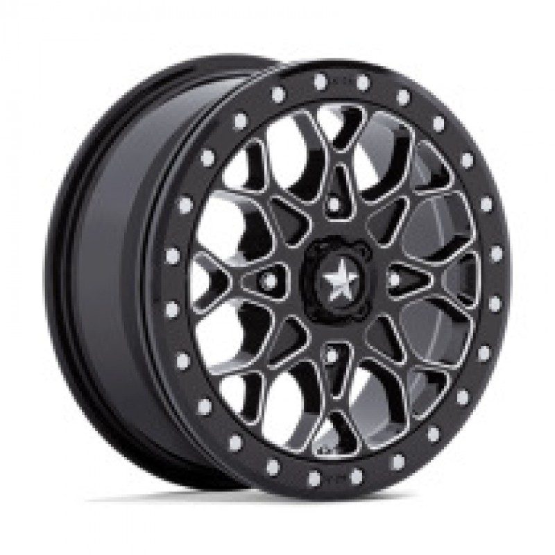 M48 PORTAL BEADLOCK GLOSS BLACK MILLED W/ GB RING 4x110 15R 6 86 38