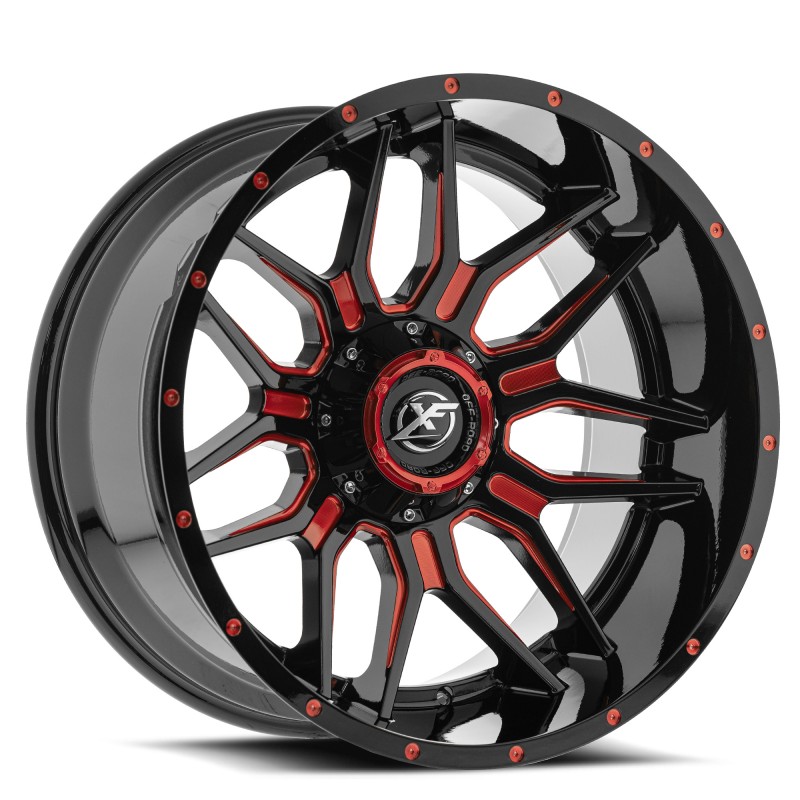 XF Off-Road XF-222 Gloss Black & Red Milled