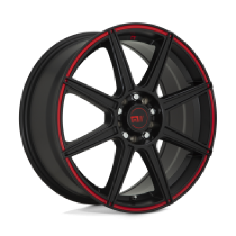 Motegi MR142 CS8 SATIN BLACK W/ RED STRIPE