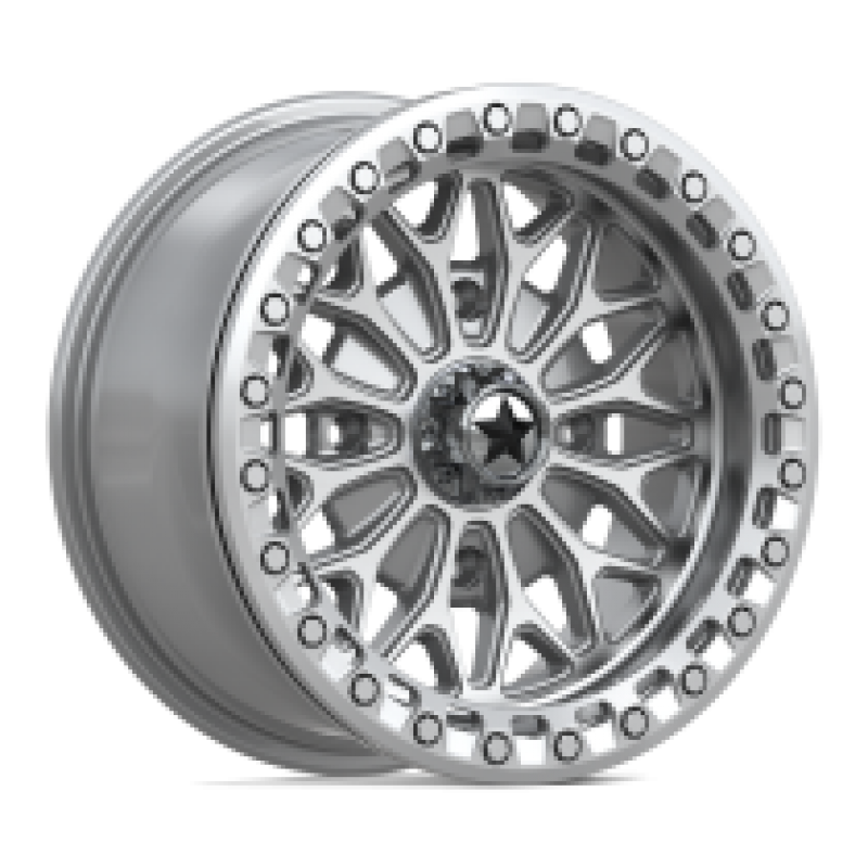 MSA Offroad Wheels MA53 BOLO UTV BEADLOCK GLOSS SILVER W/ MACHINED FACE