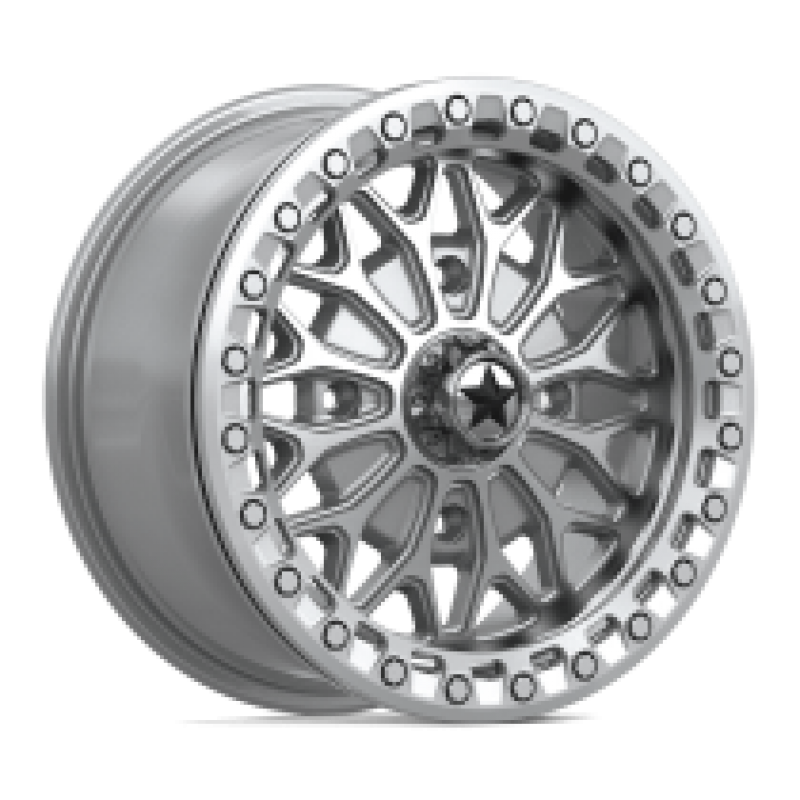 MA53 BOLO UTV BEADLOCK GLOSS SILVER W/ MACHINED FACE 4x110 15R 0 86 38