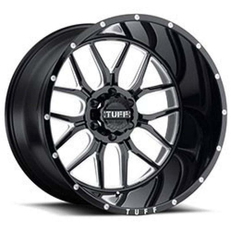 Tuff T23 GLOSS BLACK W/ MILLED SPOKES AND DIMPLES